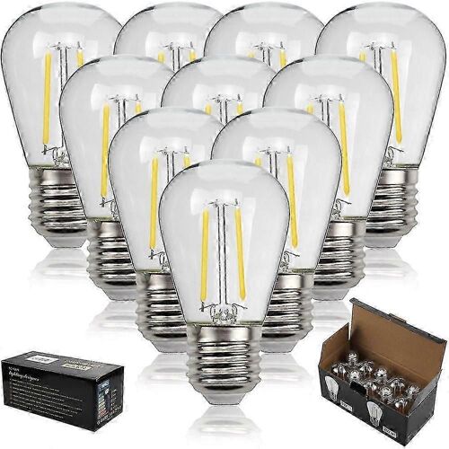 Pack de 10 ampoules LED E27 S14 - Ampoules Edison vintage 2W pour guirlandes lumineuses extérieures S14 - Ampoules rétro blanc chaud
