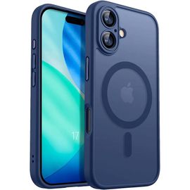 Coque Pour Iphone 17, Protection Avec Anneau Magnétique Et Vitre Caméra Antichoc - Bleu Marine - Efconnection