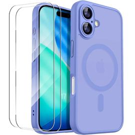 Coque + 2 Verres Trempés pour iPhone 17, Protection avec Anneau Magnétique et Vitre Caméra Antichoc - Bleu - EFConnection