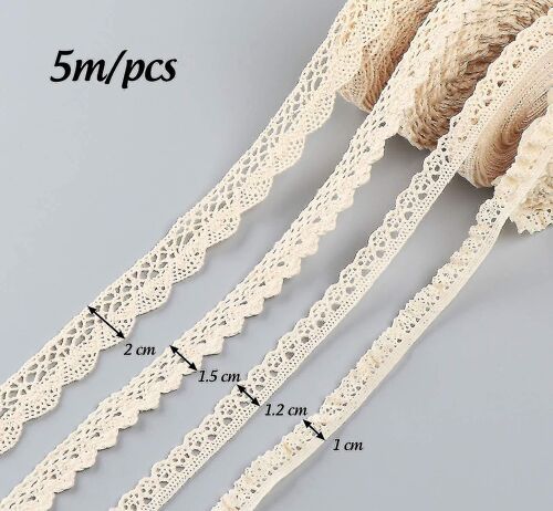 30m Ruban de dentelle Vintage Ruban de Dentelle Beige Sur Un Rouleau Cadeau Boîte Décoration