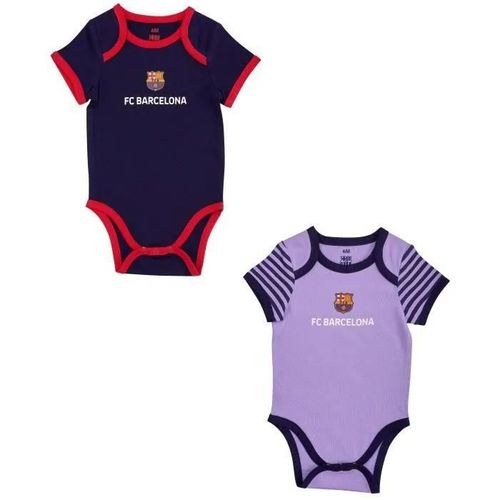 18 Mois - Set De 2 Bodies - Fc Barcelone - Bébé Garçon - Multicolore - Manches Courtes - 100% Coton