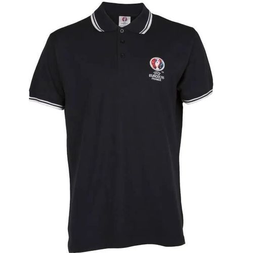 L - Polo - Uefa - Euro 2016 - Manches Courtes - Noir - Bleu Marine - Coton