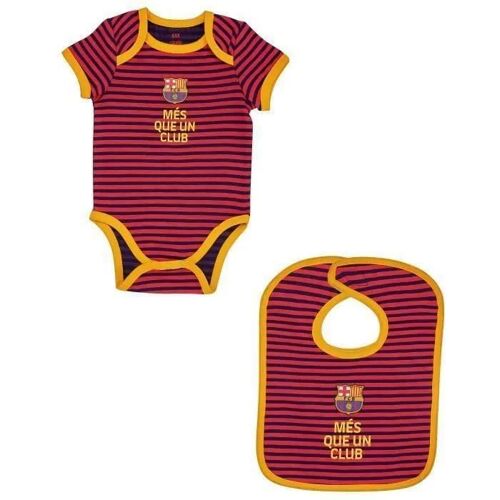 3 Mois - Body Bavoir - Fc Barcelone - Bébé Garçon - Coton - 100% Officiel - Sans Manche