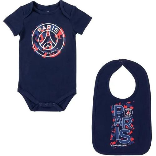 18 Mois - Body + Bavoir Bébé - Paris Saint Germain - Bleu - Manches Courtes - Officiel - Multisport