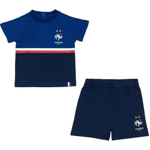 3 Mois - Ensemble De Vêtements - Equipe De France - Minikit Fff - T-Shirt + Short - Bébé Garçon - Coton