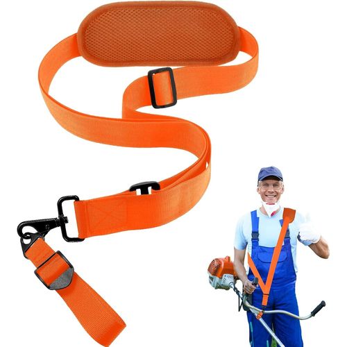 ASFASFq-Harnais Débroussailleuse, Tondeuse à Bandoulière, Sangle D'épaule en Nylon Réglable pour Débroussailleuse, Tondeuse à Gazon (Orange)
