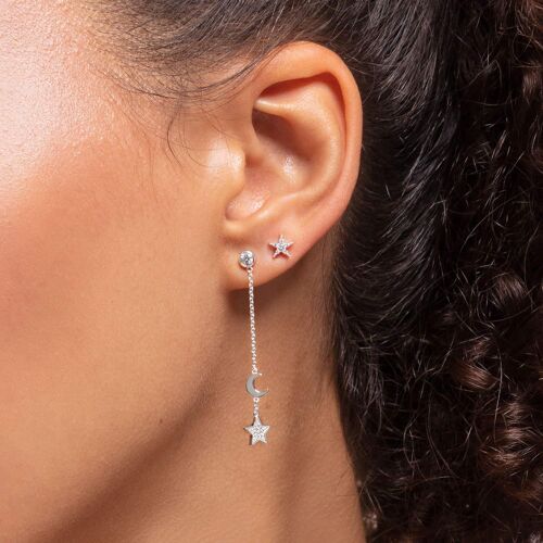 Boucles D'oreilles Pour Femme En Forme D'étoile En Argent Sterling 925, 0,56 Cm, Argent Sterling, Non Applicable