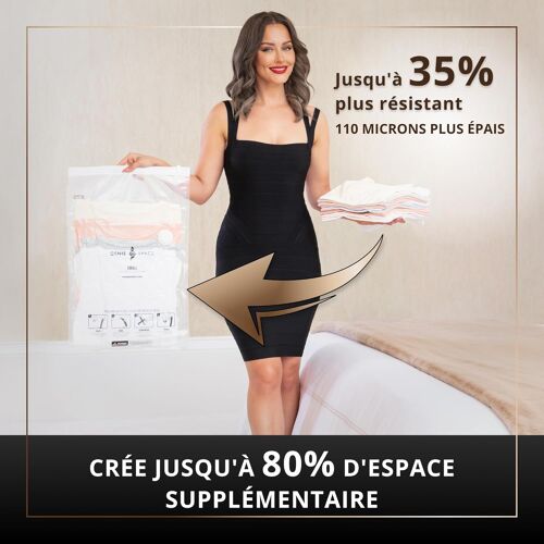 SJZG-- Sacs De Rangement Sous Vide Incroyablement Résistants Et Peu Encombrants |6 X Petit (60X40Cm) | Étanches Et Réutilisables | Créez 80% D'Espace En Plus | Pour Vêtements, Serviettes, Etc