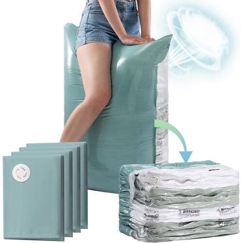 Cube Rangement sous Vide, 4 PCS Housse de Rangement sous Vide (80×100×38 cm), Sac de Compression Voyages s pour Couettes, Couvertures, Quilts