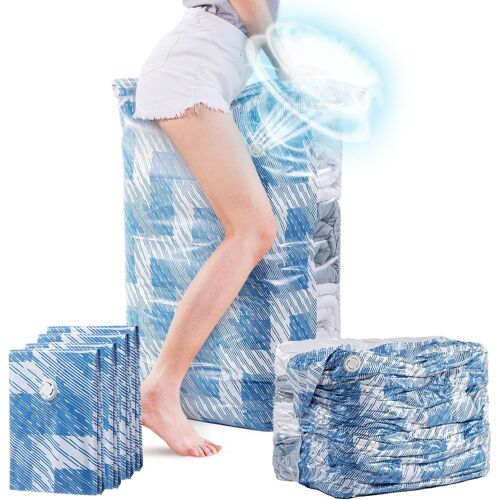 SJZG-Cube Rangement Sous Vide, 4 Pcs Sac De Compression Voyages, Housse De Rangement Sous Vide Réutilisables Pour Couettes, Couvertures, Quilts