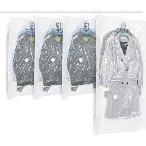 MAAS-Lot de 4 sacs de Rangement sous Vide Suspendre pour vêtements,Transparents et réutilisables Housse sous vide pour vetement,pour costumes,costumes, robes, manteaux ou vestes 3(105x70)/145x70 cm)
