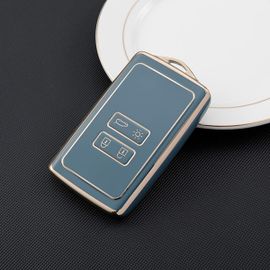 Coque De Clé De Voiture Compatible Avec Renault Fluence Duster Megane Kadjar-Clio,4 Boutons,Protection En Tpu (Gris)