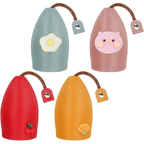 4 Pcs Étuis De Protection Pour Clés De Voiture Pour Homme Et Femme,Étui De Protection Créatif En Polyuréthane,Pochette De Clé De Dessin Animé Pour