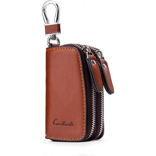 Contacts Porte-Clés En Cuir Véritable Double Voiture Monnaie (Marron)