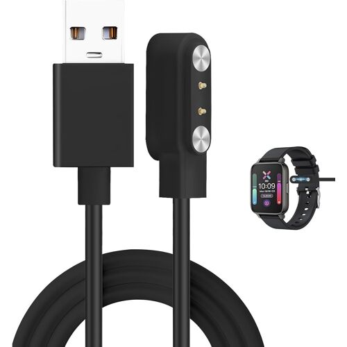 Chargeur Montre Connectée,2 Pin 4MM Magnétique Chargeur pour Smartwatch,Câble de Chargement USB 100CM,Câble de Recharge pour Montre Intelligente Universel,Accessoires pour Watch Intelligente (Noir)