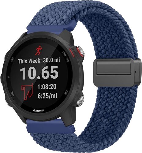 Bracelet Compatible Pour Garmin Vivoactive 5/Forerunner 55/Forerunner 245/254 Music/Forerunner 645/645 Music Femme Homme,20mm Bracelet De Magnétique Elastique Pour (20mm,Bleu Marine)
