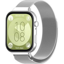 Métal Bracelet Pour Huawei Watch Fit 4/Watch Fit 4 Pro/Huawei Watch Fit 3,Acier Inoxydable Bracelets Magnétique Band Maille Métallique Remplacement Bracelet-Argent
