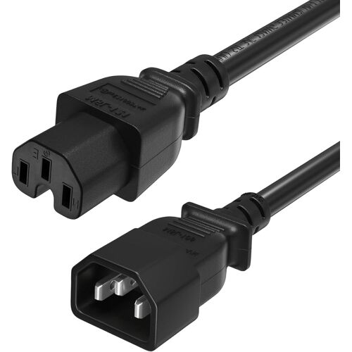 TIANYI-C14 à C15 Cordon d'extension C14 à C15 10A 250V IEC320 Cordon d'alimentation C14 mâle à C15 Femelle Câble d'extension UPS PSU pour Ordinateur Bouilloire électrique 3.28ft/1M