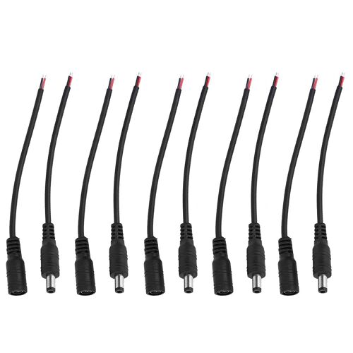 5 Paires 5.5X2.1Mm Mâle Femelle Femelle Connecteur D'alimentation Blanc,Connecteurs D'alimentation Blanc Dc Power Plug Jack Connecteur Câble Fil (Noir)