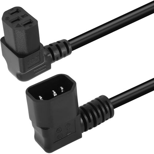 90 degrés IEC320 c14 à angle descendant c13 rallonge d'alimentation PDU, câble d'alimentation c14 mâle à c13 femelle à angle droit pour ordinateurs, scanner-50cm(Right C14 to Down C13)