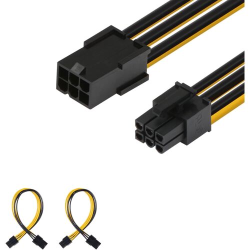 Lot de 2 Câbles d'Extension d'alimentation 6 Broches PCIe Mâle-Femelle,25 cm,Noir 2 Pack