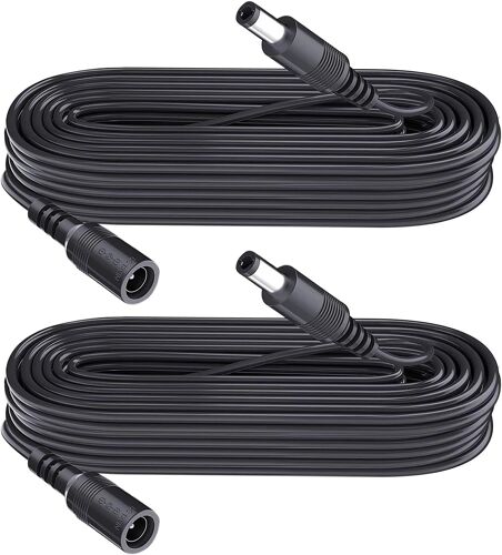 Lot de 2 rallonges d'alimentation CC 5,5 mm x 2,1 mm,pour caméra de vidéosurveillance,caméra IP WiFi,DVR,Bande LED,câble d'extension Adaptateur d'alimentation DC,Noir,3 m