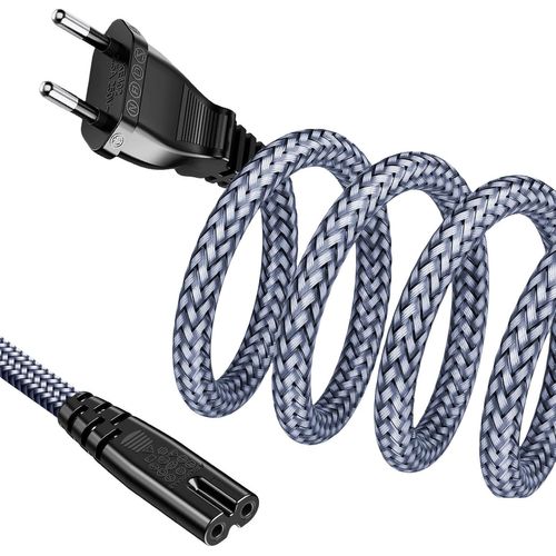 Câble D'alimentation 2 Broches,Câble D'alimentation 3 M,Câble D'alimentation (Cee 7/16 Vers C7),Prise Européenne De Type C Avec Vde,Câble Tressé En Nylon Pour Petit Appareil Pour Tv,Ps3/Ps4/Ps5