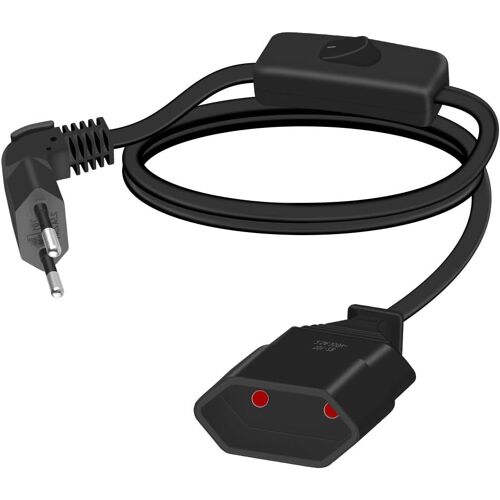 90 Degrés Câble d'alimentation Court Euro Câble d'alimentation avec Interrupteur,Type C à fiche Plate Euro mâle vers Type C Euro Femelle,2.5A/250V 0,75 mm² pour Moniteur,TV (Noir)