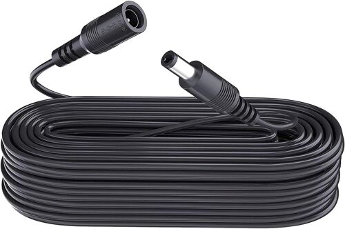 Câble d'extension d'alimentation, Cordon d'extension pour Adaptateur d'alimentation DC 12 V, 10 m 33 Pieds 5,5 mm x 2,1 mm, Compatible avec l'alimentation 12 V DC pour caméra de sécurité CCTV (Noir)