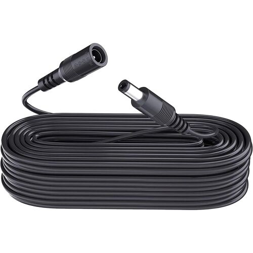 Câble d'extension d'alimentation, Cordon d'extension pour Adaptateur d'alimentation DC 12 V, 10 m 33 Pieds 5,5 mm x 2,1 mm, Compatible avec l'alimentation 12 V DC pour caméra de sécurité CCTV (Noir)