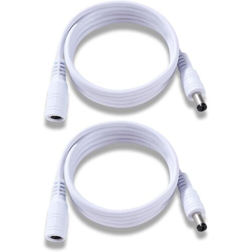 2 Pièces 1m 5.5x2.1 mm 24V 12V Rallonges d'alimentation DC,Câble D'extension d'alimentation Mâle Femelle 22AWG,pour Caméra Sécurité CCTV,Blanc