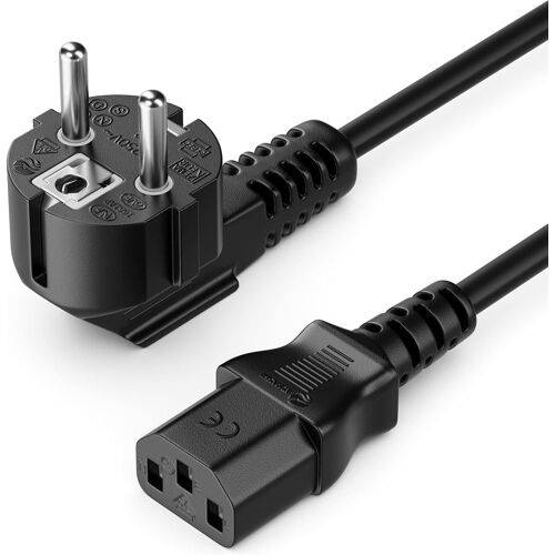 1m Câble d'alimentation Contact de Protection Fiche Type F (CEE 7/4) Coudé à 90° vers Le Connecteur d'alimentation C13 Connecteur Femelle PC Moniteur d'Ordinateur Imprimante Beamer - Noir