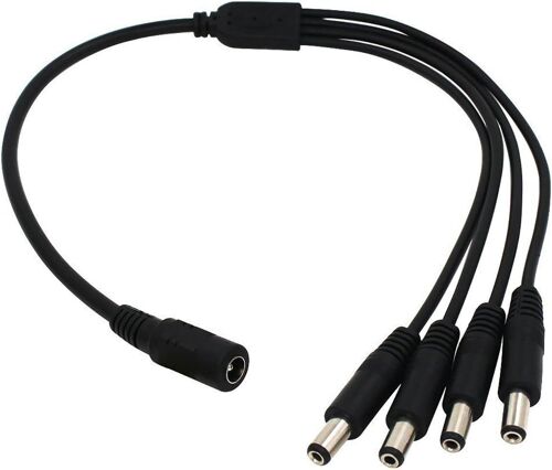 DC câble répartiteur d'alimentation,1 Femelle vers 4 Male Camera câble répartiteur d'alimentation CC,Branche câble DC Jack Y Splitter pour pour CCTV Caméra de sécurité,LED Strip Light