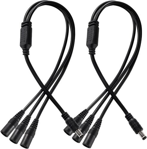 2 Pièces 5.5x2.1 mm 5-24 V 1 Mâle à 3 Femelle DC Cable Repartiteur,Splitter Câble d'alimentation DC 3 Voies,DC Splitter,pour Caméra de Vidéosurveillance,LED Strip Light