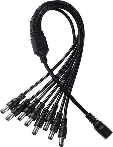 5.5x2.1 mm 5-24 V 1 Femelle à 8 Mâle DC Cable Repartiteur,Splitter Câble d'alimentation DC 8 Voies,DC Splitter,pour Caméra de Vidéosurveillance,LED Strip Light