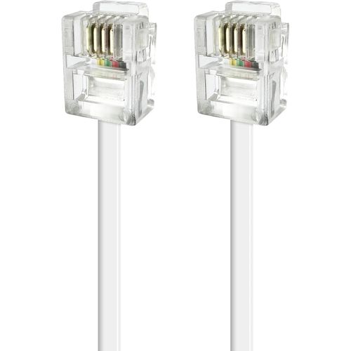 Cordon Adsl Rj11 Connecteurs Mâle/Mâle Blanc-5M de longueur-Cordon doux et flexible pour relier à un boîtier ou un modem ADSL