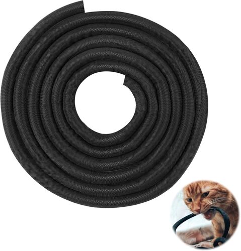 MEVRONISSHOP-Gaine de Protection de Câbles pour Animaux Domestiques, Manchon de Gestion des Câbles Tressé Extensible, 3 Mètres -12,7mm Gaines de Câbles, Protection du Cache Câbles Bureau, Noir