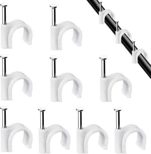 Lot de 400 clips de câble ronds solides et durables, Attache Câble, Range Câble, Fixation Câble électrique, Clips Câble, 4 tailles de 4 mm, 6 mm, 8 mm, 10 mm - Pour ranger les câbles