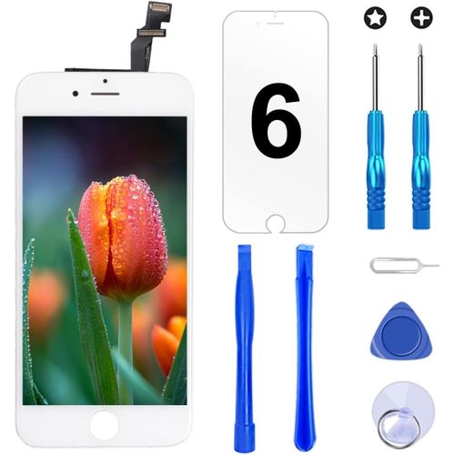 Kalanka-Ecran Tactile Lcd Pour Iphone 6 Vitre De Remplacement Lcd Ecran Assemblé Avec Kit De Réparation (Blanc, 4.7 Pouces)