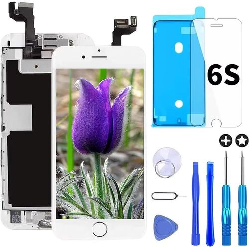 Écran Pour Iphone 6s 4,7"" Lcd De Remplacement Complet Préassemblés Capteur De Proximité,Caméra Frontale,Écouteur Et Bouton Home Avec Kit De Réparation (Blanc)