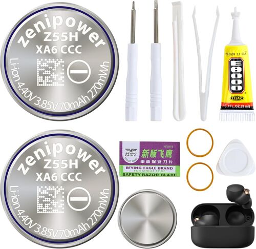 MEVRONISSHOP-2 pcs Z55H Batterie, nouvelle mise à niveau en 2024, compatible avec WF-1000X WF-1000XM4 WF-1000XM3 WF-SP900 WF-H800 WF-SP700N WF-XB700 WF-C700N WF-C500 WI-SP600N WI-C600N Avec outil de