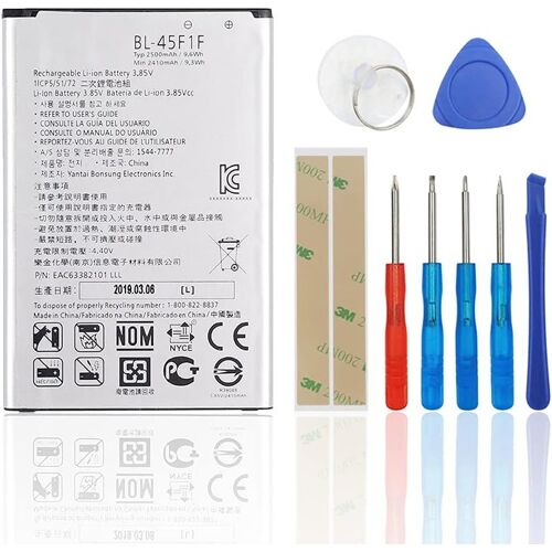 Batterie de rechange compatible avec LG K8 K4 2017 M160 Aristo M210 M210 BL-45F1F avec kit d'outils