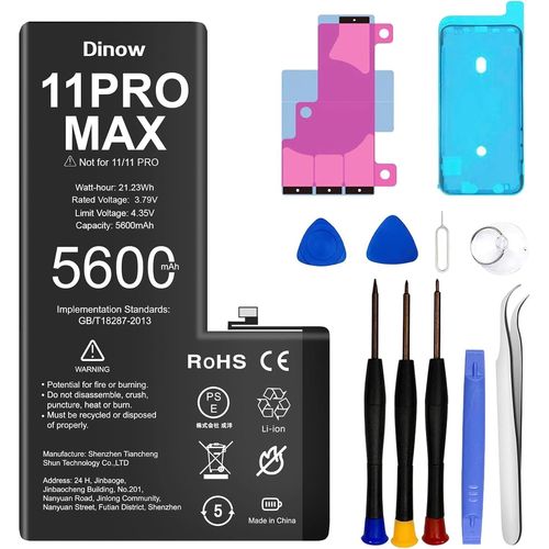 Batterie Pour Iphone 11 Pro Max,5600mah Batterie De Remplacement Polymère Li-Ion Haute Capacité Com Avec Iphone 11 Pro Max,Batterie Interne Pour Iphone 11 Pro Max Avec Kit D'outils De Remplacement