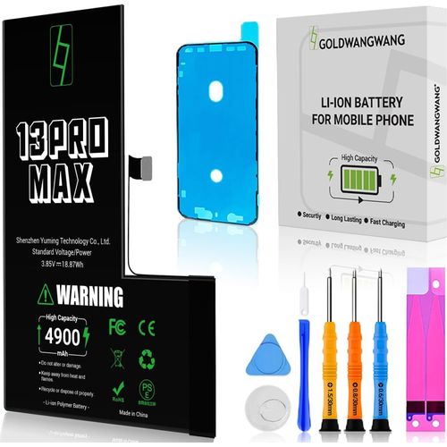 Batterie Pour Iphone 13 Pro Max,4900mah De Haute Capacité,Compatible Avec A2484/A2641/A2643/A2644/A2645,0 Cycles,Kit De Réparation Complet,Certifiée Ce/Rohs/Fcc/Pse