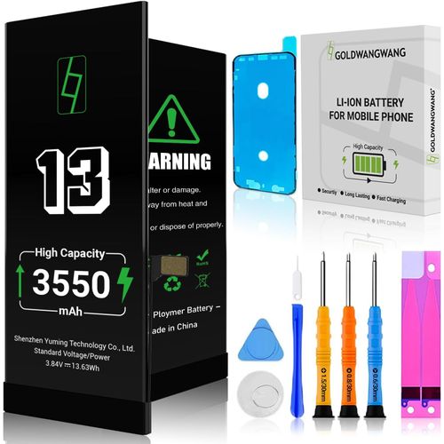 Kalanka-Batterie Pour Iphone 13, 3550mah De Haute Capacité, Compatible Avec A2482/A2631/A2633/A2634/A2635, 0 Cycles, Kit De Réparation Complet, Certifiée Ce/Rohs/Fcc/Pse