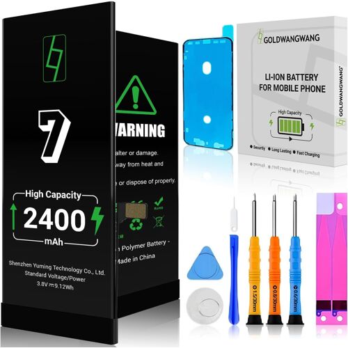 Batterie Pour Iphone 7, 2400mah De Haute Capacité, Compatible Avec A1660/A1778/A1779/A1780, 0 Cycles, Kit De Réparation Complet, Certifiée Ce/Rohs/Fcc/Pse/Pse