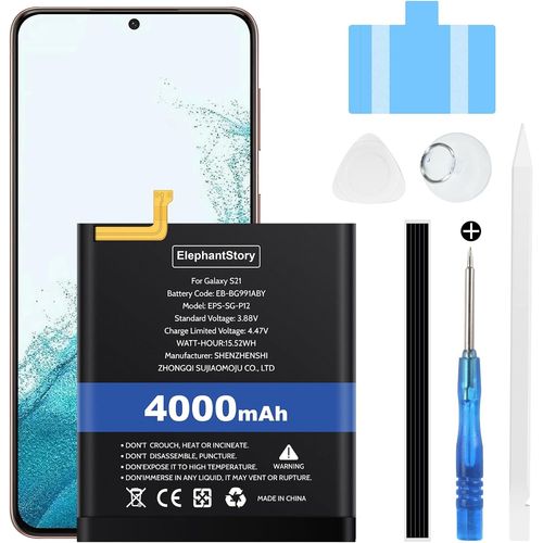 Batterie Pour Samsung Galaxy S21 Sm-G991,Eb-Bg991aby 4000 Mah Capacité Li-Polymère Remplacer Interne Batterie Avec Guide Et Tous Les Outils De Réparation
