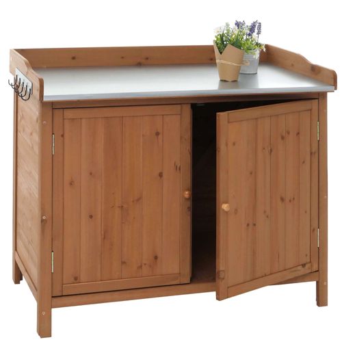 Meuble De Jardin Avec Plan De Travail Hwc-L69, Table À Plantes 86x100x66cm   Marron