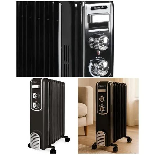 Radiateur à bain d'huile mécanique vintage Noir 2000W 9 colonnes 3 réglages de chaleur Thermostat réglable¿ Blanc 3 réglages