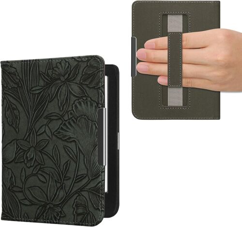 Étui Compatible Avec Kobo Clara Bw/Colour Coque-Étui À Rabat Magnétique Tablette Ereader Similicuir Avec Sangle-Vert